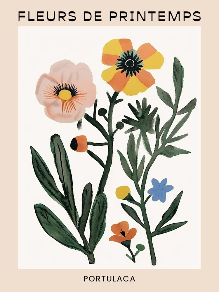 Frühlingsblumen Französisches Poster Portulaca 2