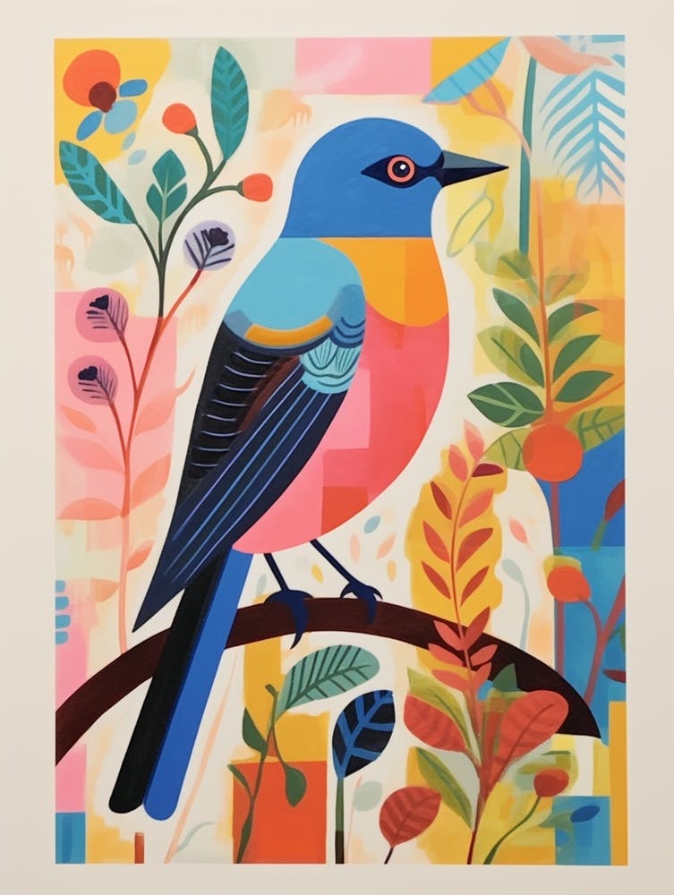 Colourful Scandi Bird Eastern Bluebird 4