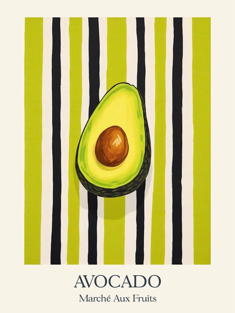 Marche Aux Fruits Avocado Fruit Summer Illustration 4