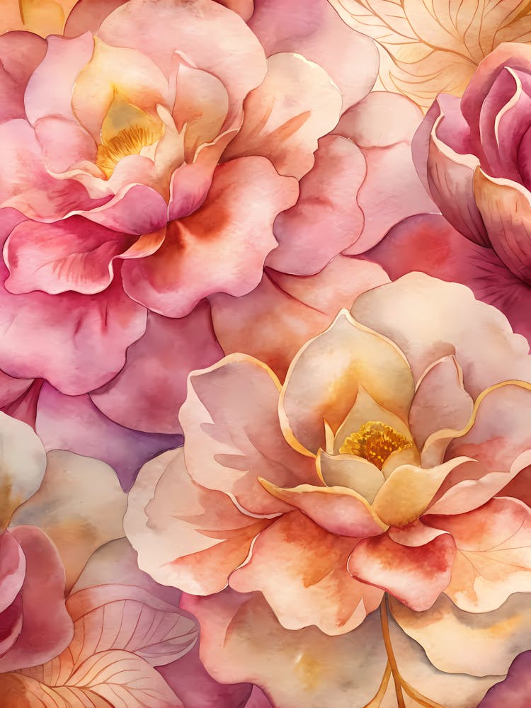 Watercolor Roses Seamless Pattern