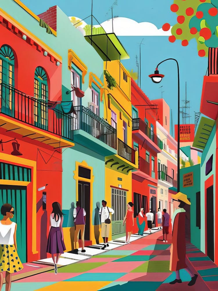 Impression Buenos Aires, Impression Argentine, Impression La Boca, Illustration Buenos Aires, Affiche de voyage Argentine, Cadeau Buenos Aires, Impression Plage (1)