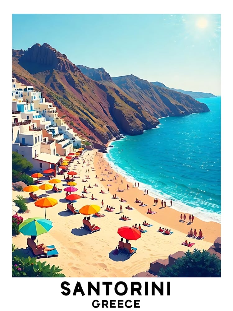 Santorini - Greece Vintage Travel Poster 19