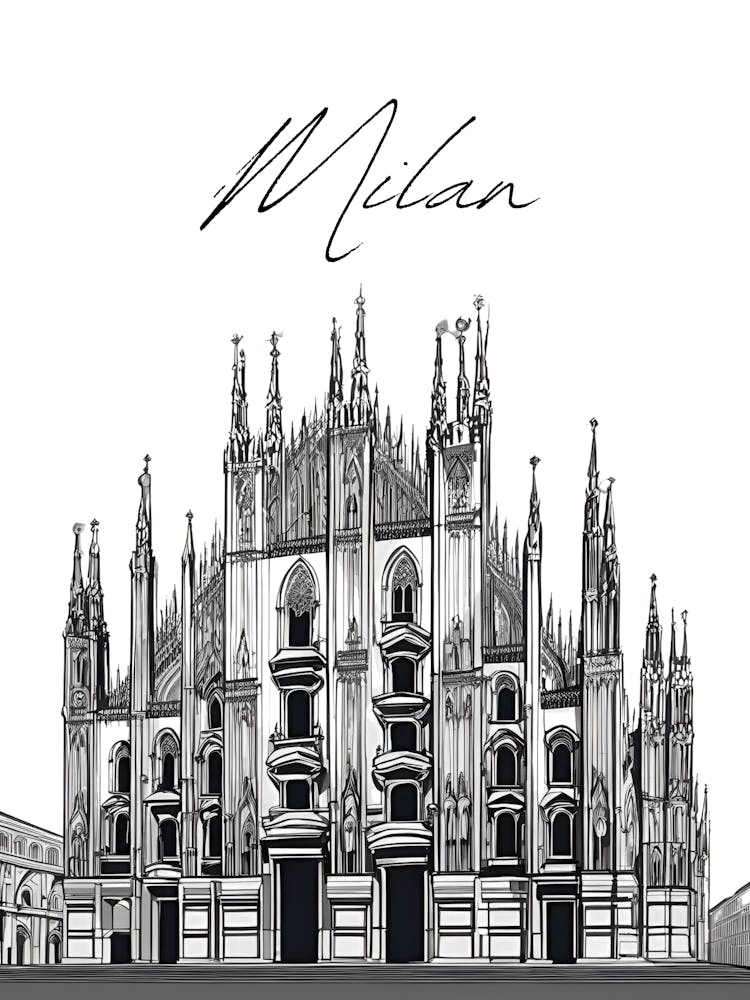 Milan Cathedral, Black And White City
