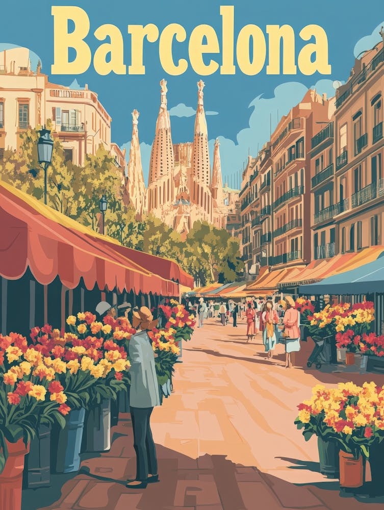 Aihrgdesign A Classic 1960s Travel Poster For Barcelona