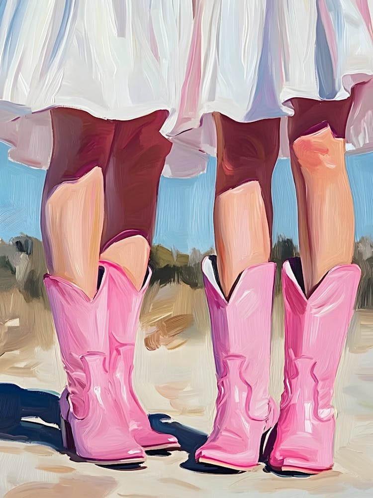 Two Girls In Pink Cowboy Boots 1