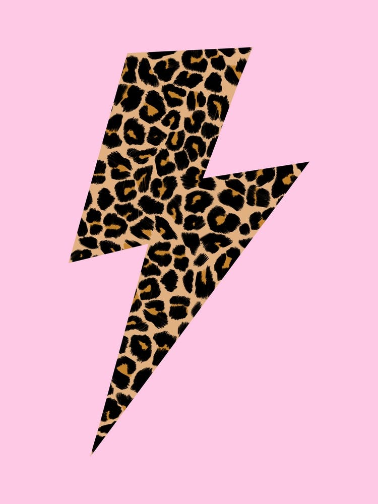 Lightning Bolt in Leopard Print on Pink