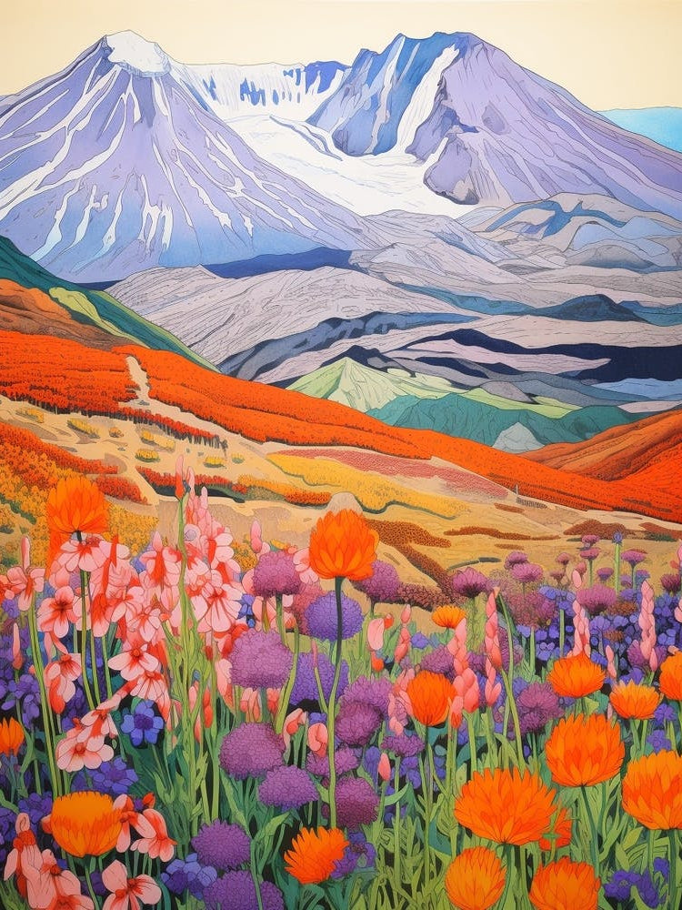 Mount St Helens United States 3 Colourful Mountain Illustration