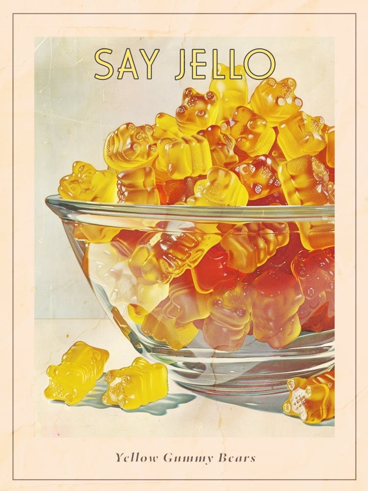 Retro Yellow Gummy Bears Vintage Cookbook Inspired 2 Poster