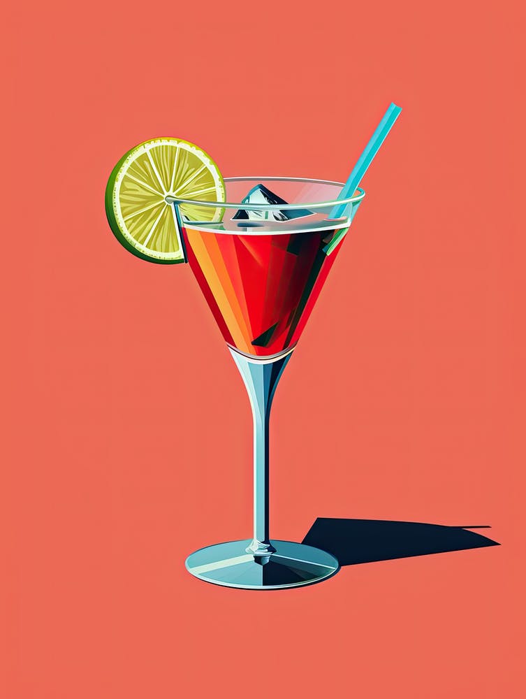 Red Cocktail Print