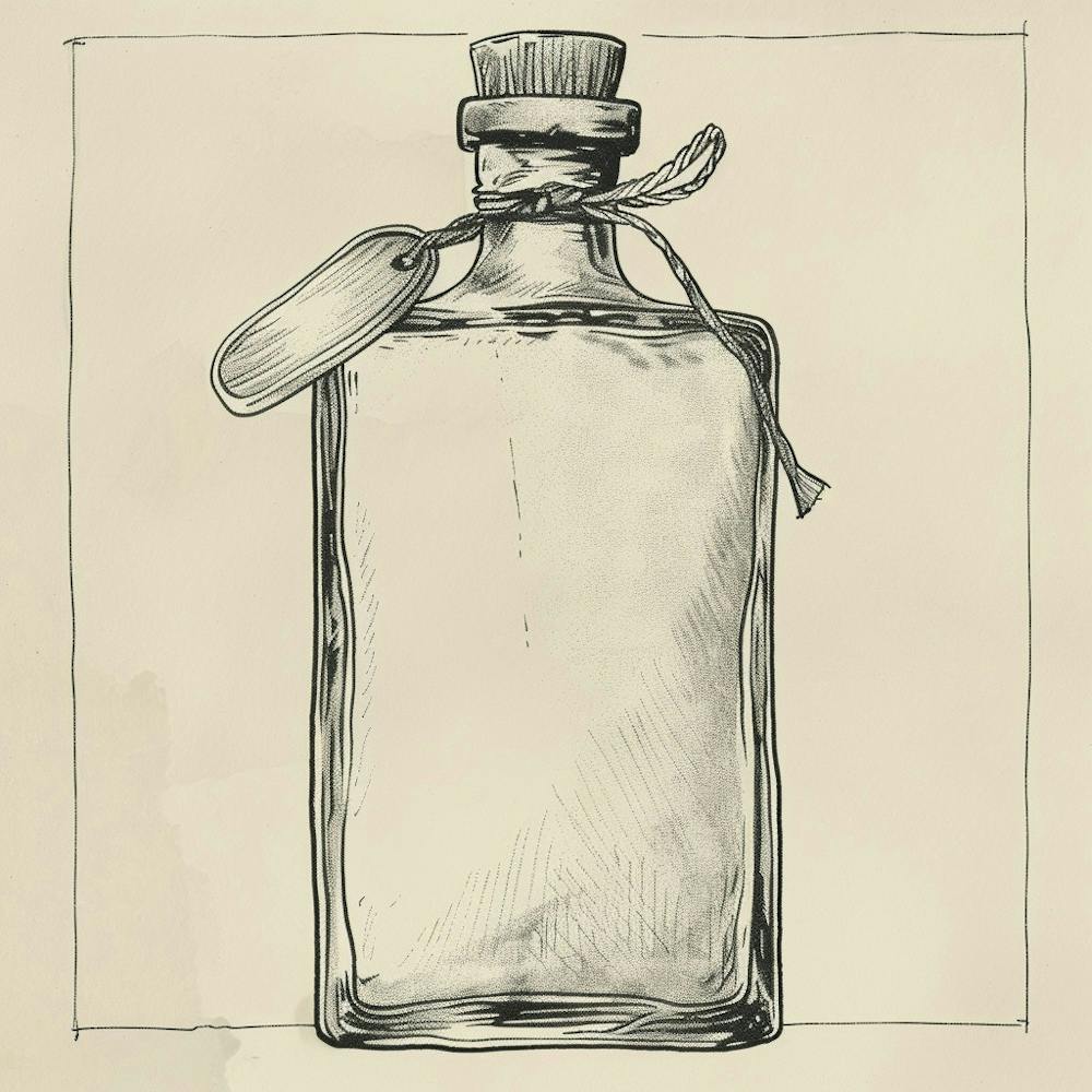 Bottle Of Liquor Hand Drawn Sketch