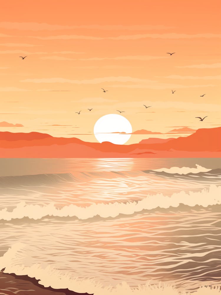 Bateau Bay Beach Australia At Sunset Golden Tones 1