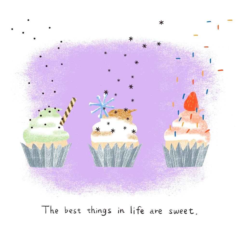 The Best Things In Life Are Sweet Cupcakes With Sprinkles  Square