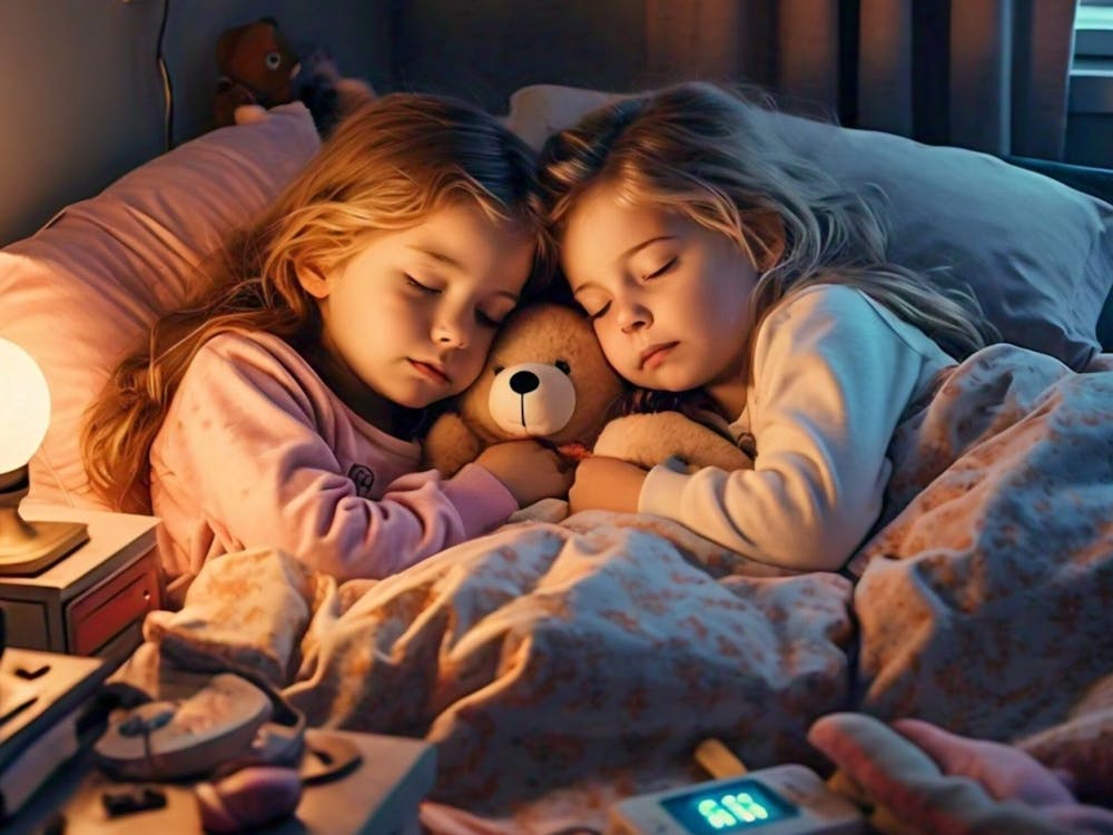 Two Girls Sleeping In Bed