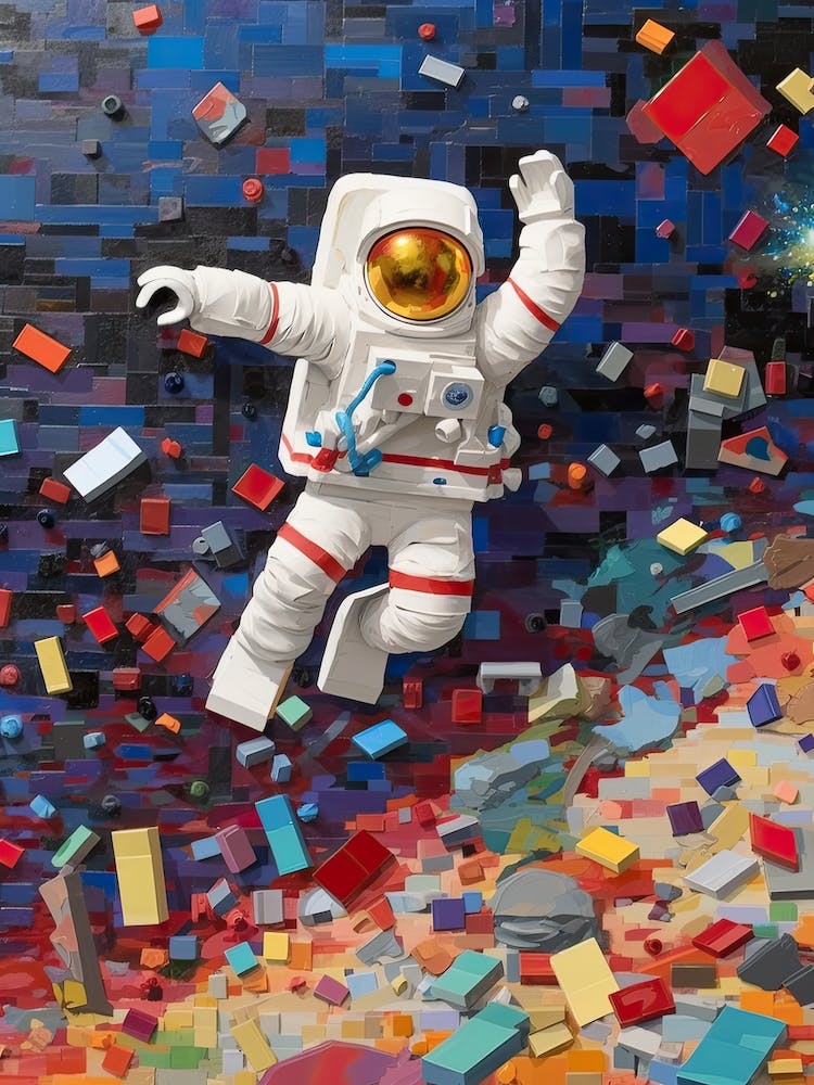 Astronaute et Briques Colorées 2