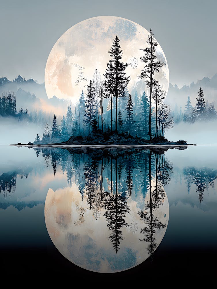 Beautiful Full Moon Over the Lake 10