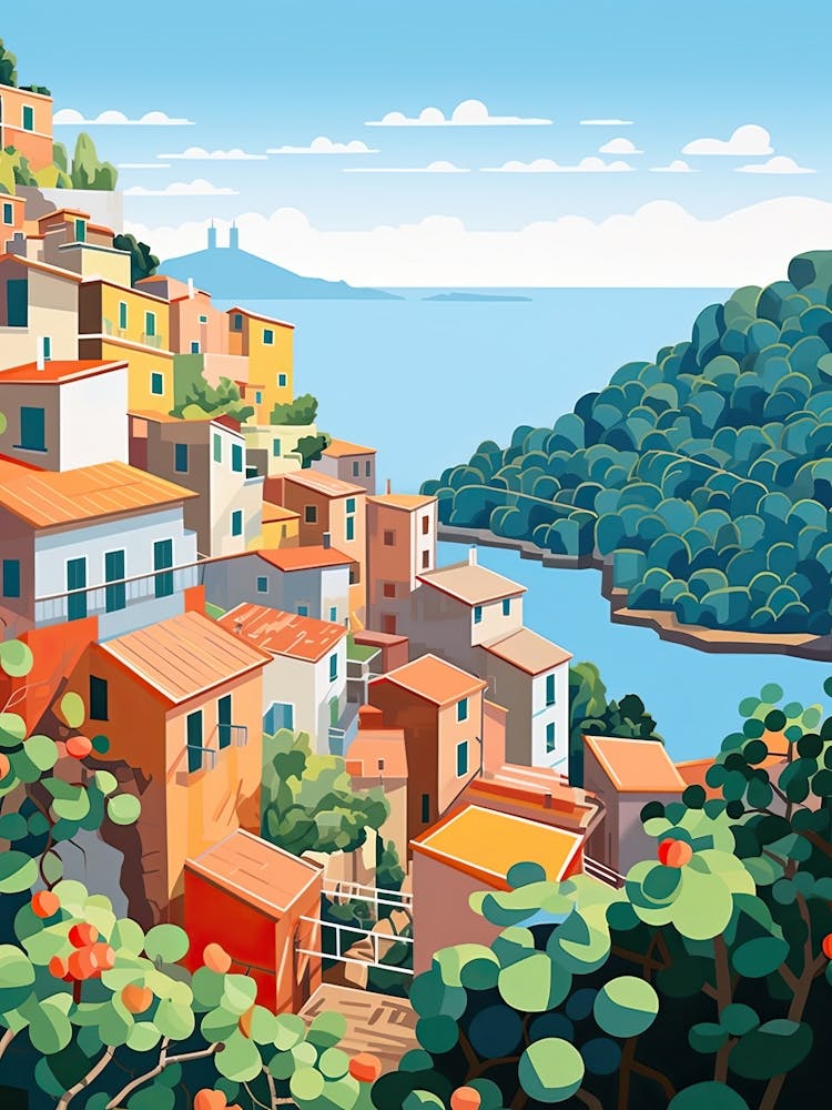Cinque Terre, Italy, Graphic Illustration 4