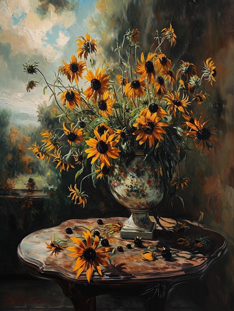 Baroque Floral Still Life Black Eyed Susan 2