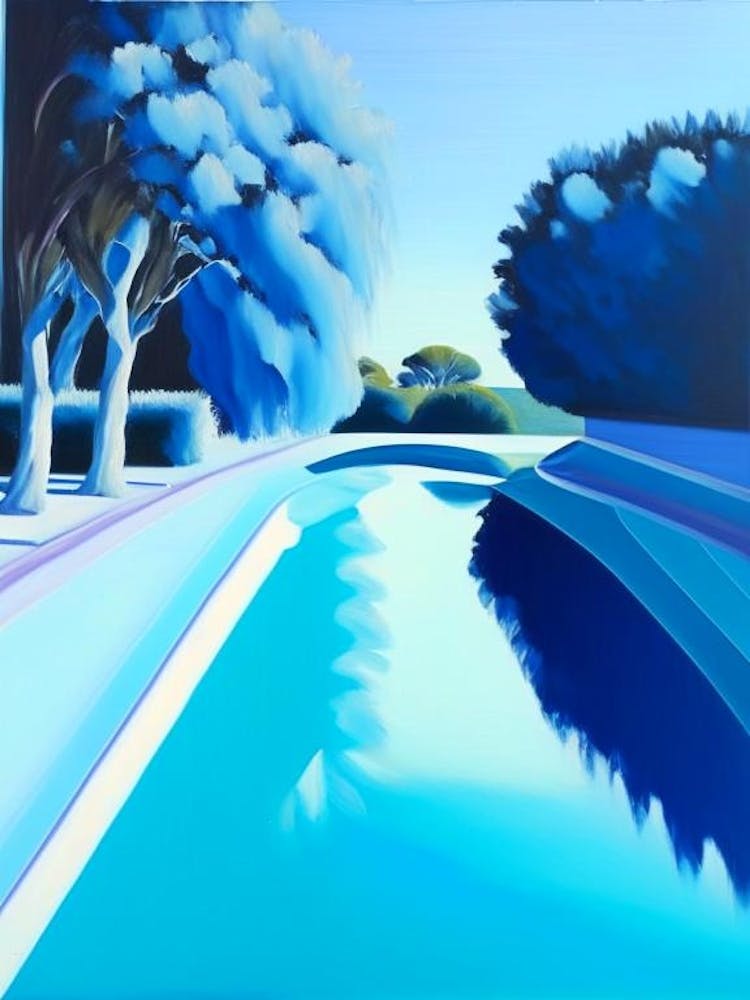 Lanes In Swimming Pool Landscapes Waterscape Marble Acrylic Painting 2