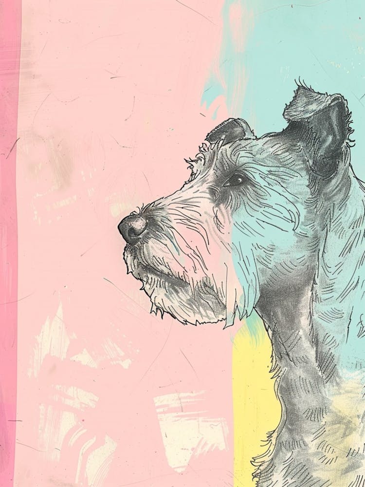 Pastel Lakeland Terrier Dog Pastel Line Illustration  3