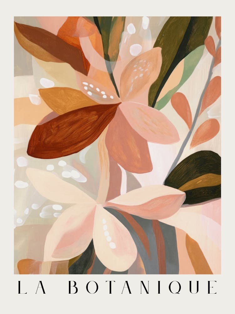 Abstract floral prints in soft pastel earthy tones in a modern botanical aesthetic – gouache painting in the style of Henri Matisse – minimalist nature art perfect for contemporary decor, modern living rooms, elegant bedrooms