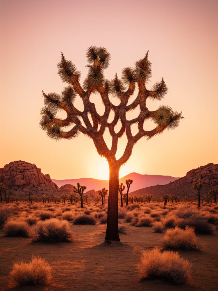  Photograph Of A Joshua Trees At Dusk In Desert 1