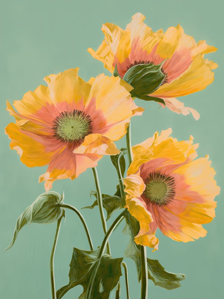 Sunflowers Flowers Acrylic Painting In Pastel Colours 10
