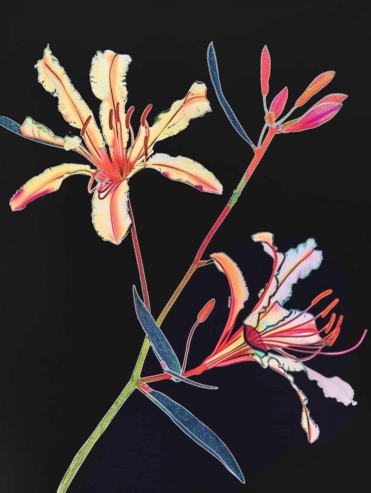 Neon Flowers On Black Kangaroo Paw 3