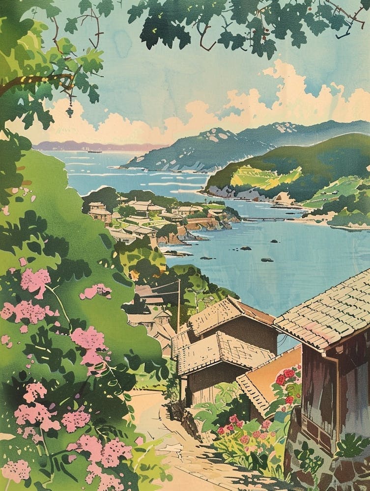 Izu Peninsula Japan 1 Retro Illustration