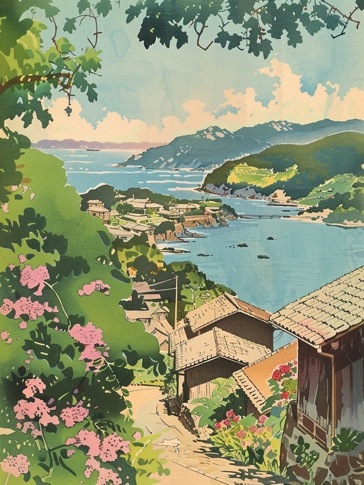 Izu Peninsula Japan 1 Retro Illustration