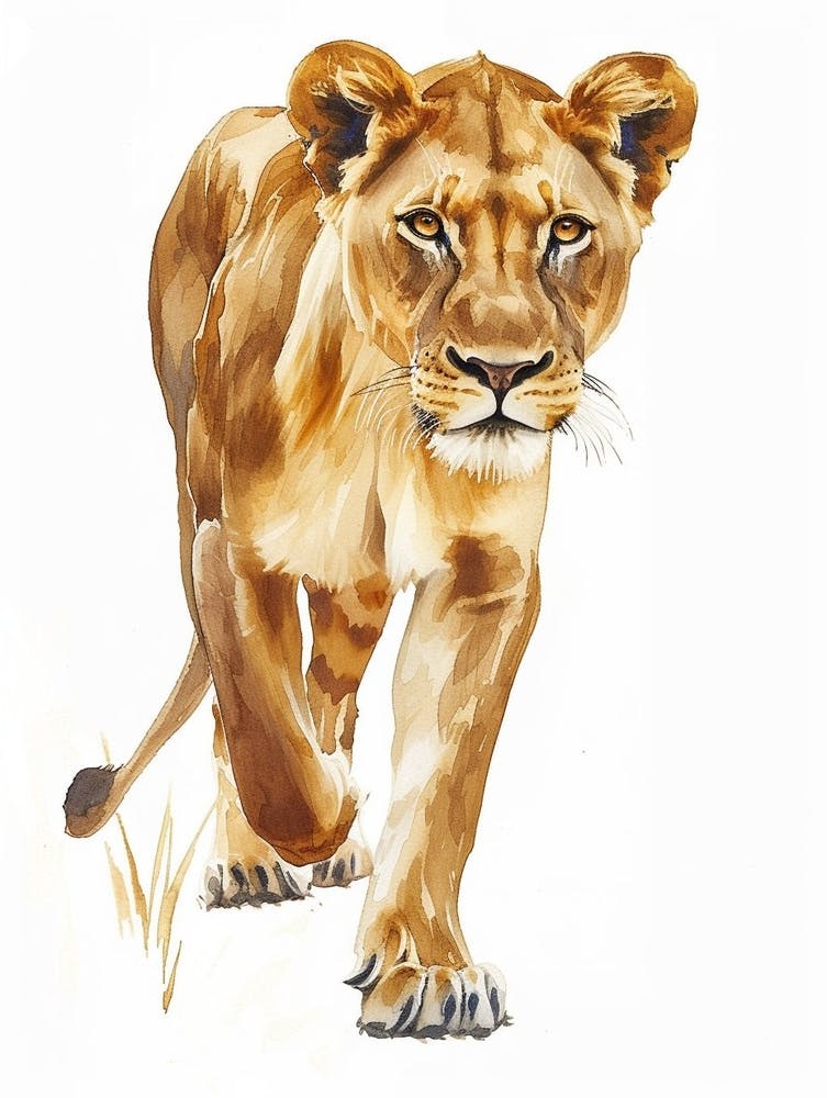 African Lion Lioness On The Prowl Clipart 3