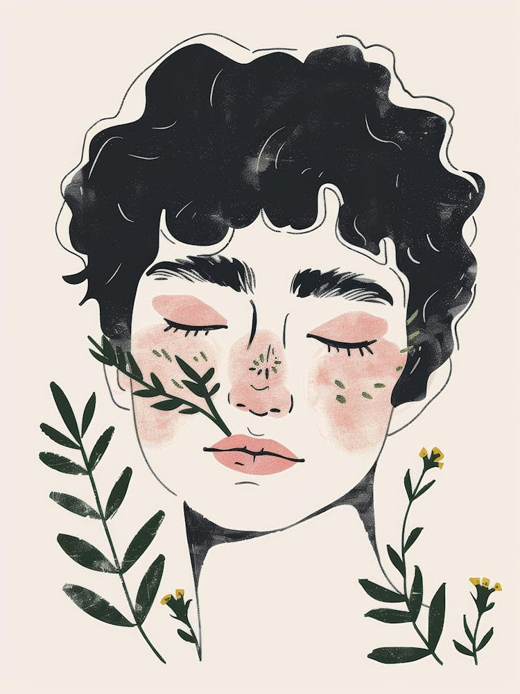 Illustration Of A Girl With Leaves 1