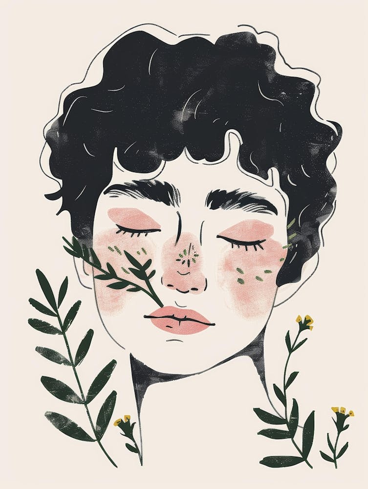 Illustration Of A Girl With Leaves 1