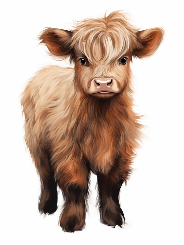 Simple Portrait Of Highland Cow Calf