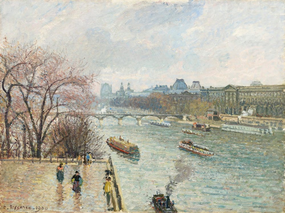 The Louvre, Afternoon, Rainy Weather (1900), Camille Pissarro
