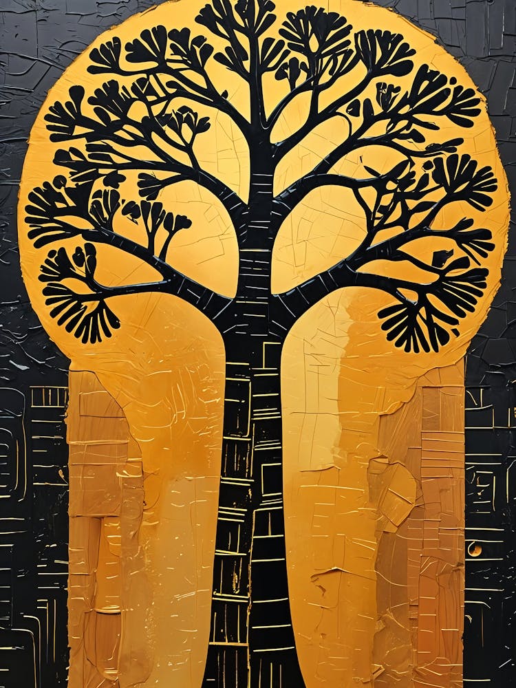 African Tree In Gold And Black no1