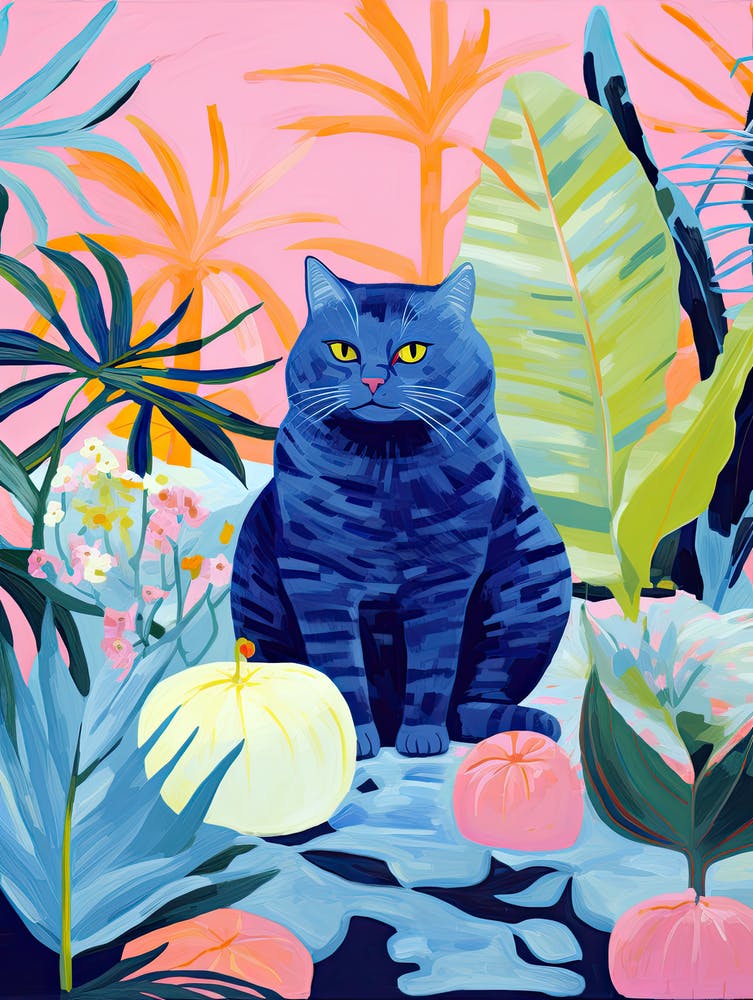 Alexey Hrom Ein Druck Eines Gemäldes Einer Dicken Katze Und Tropischer Pla D0edd138 819f 4766 Ae14 6901883407ff Gigapixel Kunstskalierung 4 00x