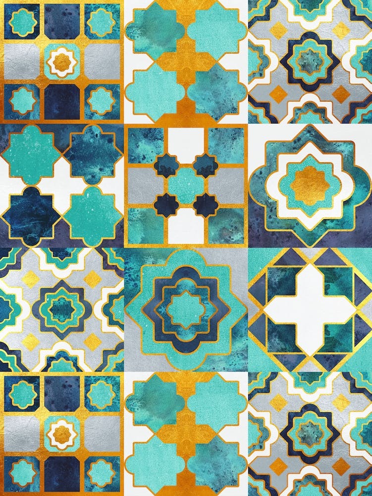Spanish moroccan tiles inspiration // teal ceramics Marrakesh Andalusian inspired