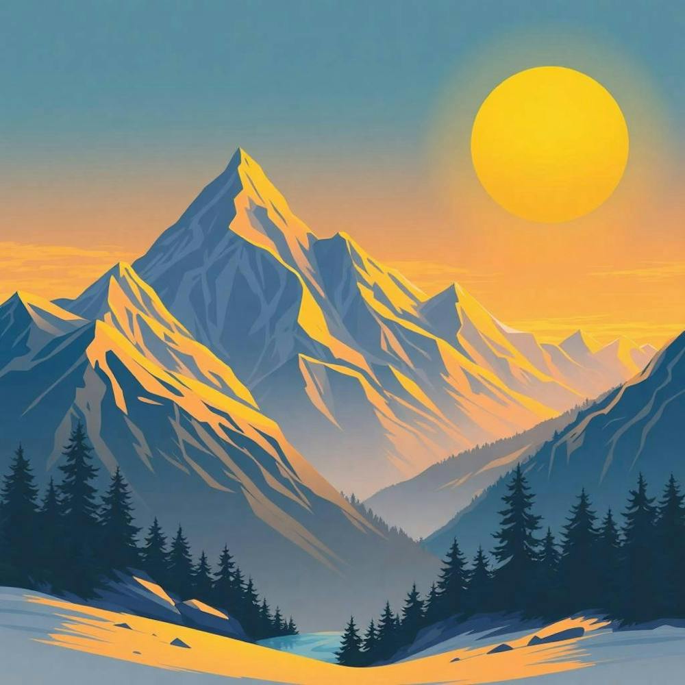 Sonnenuntergang in den Bergen 63
