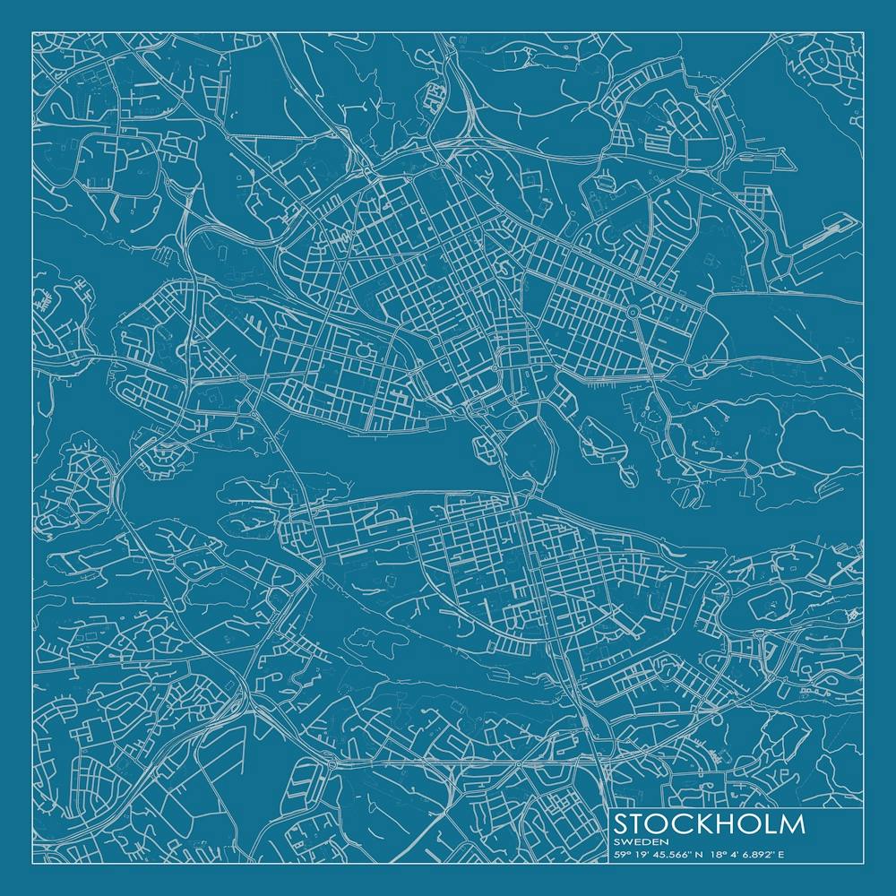 Stockholm Sweden city map blueprint design