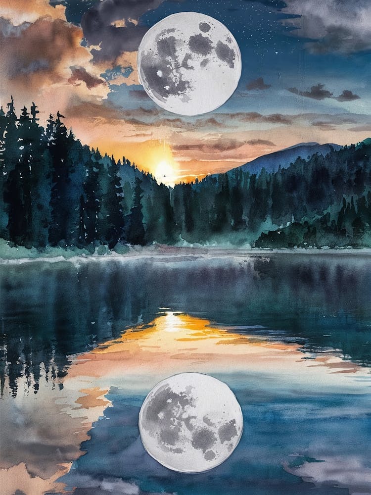 Full Moon Over Lake