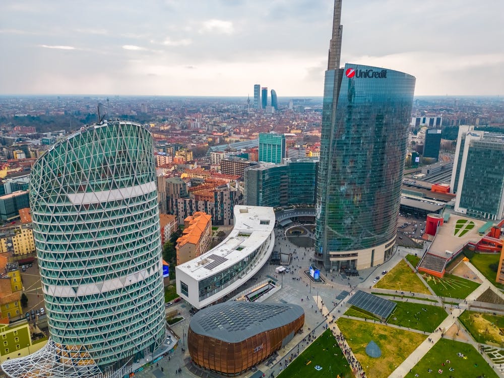 Skyscrapers Milan Poster. Aerial Photography.