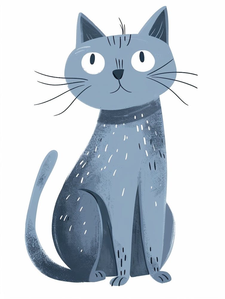 Russian Blue Cat Clipart Illustration 3