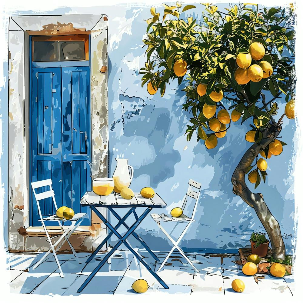 Mediterranean Cafe With Lemons