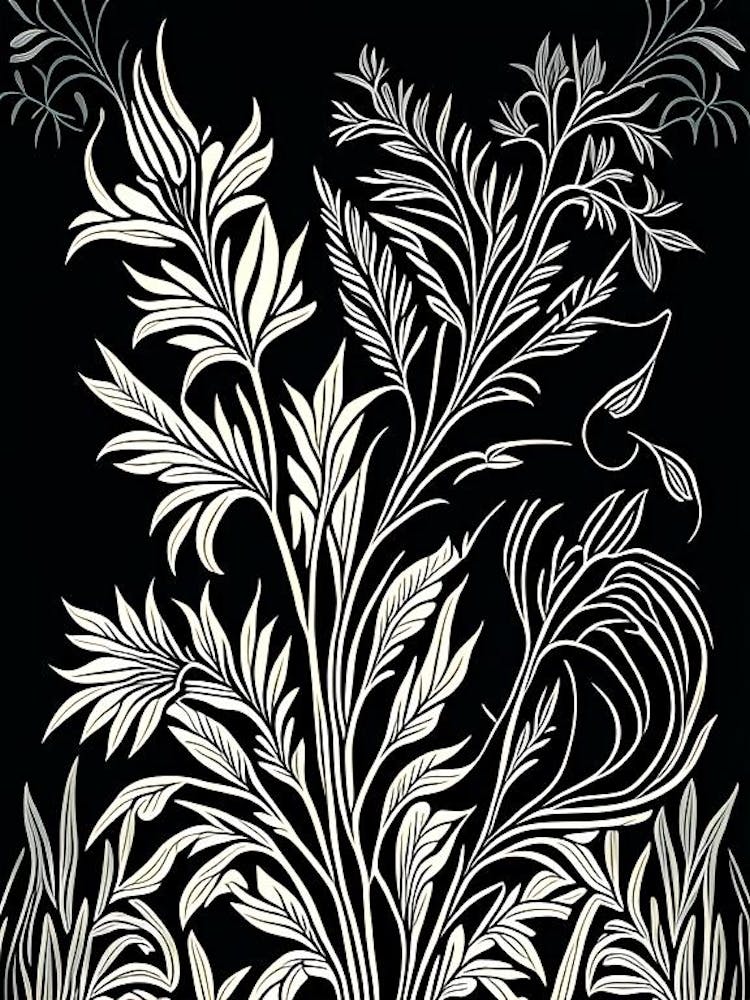 Licorice Herb William Morris Inspired Line Drawing