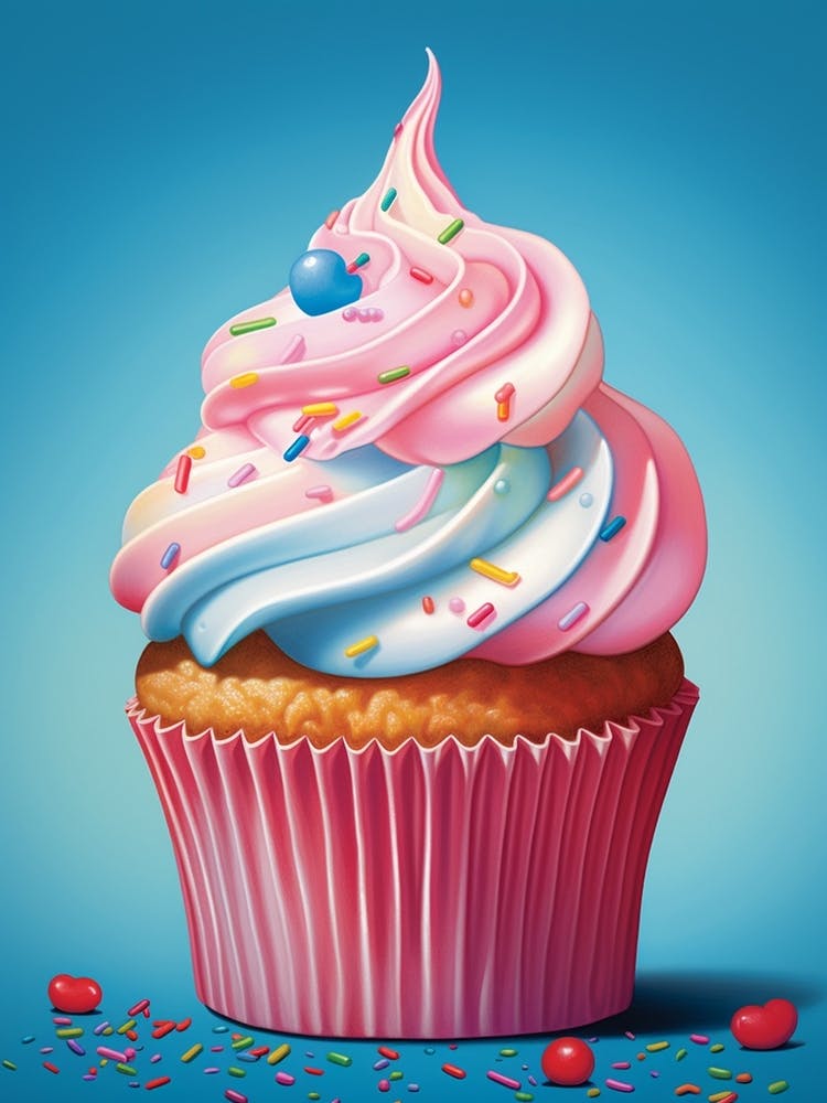 Cupcake With Sprinkles Vintage Cookbook Style 1