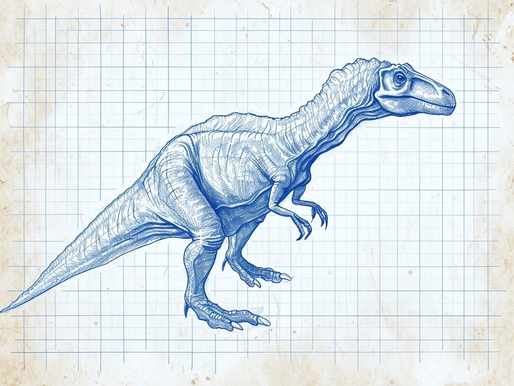 Detailed Allosaurus Dinosaur Blueprint