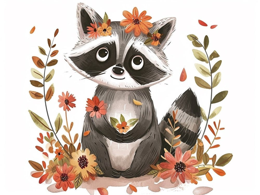 Little Floral Raccoon 2