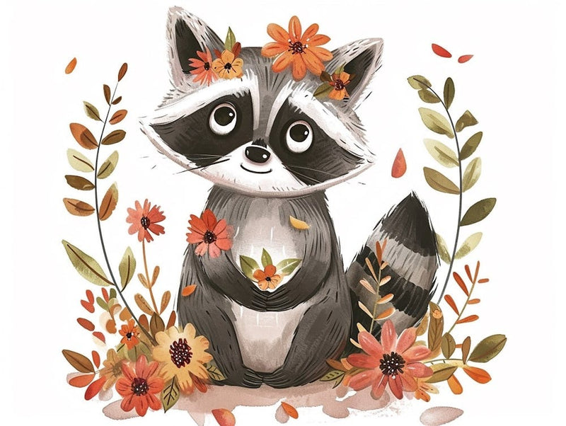 Petit Raton Laveur Floral 2
