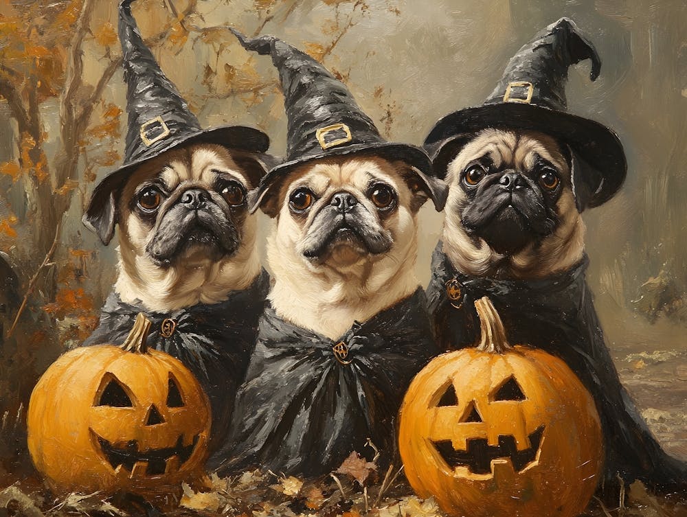 Halloween Pugs In Oil 16