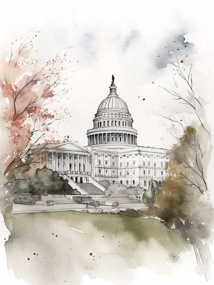 Washington Dc Neighborhood, Watercolour 4